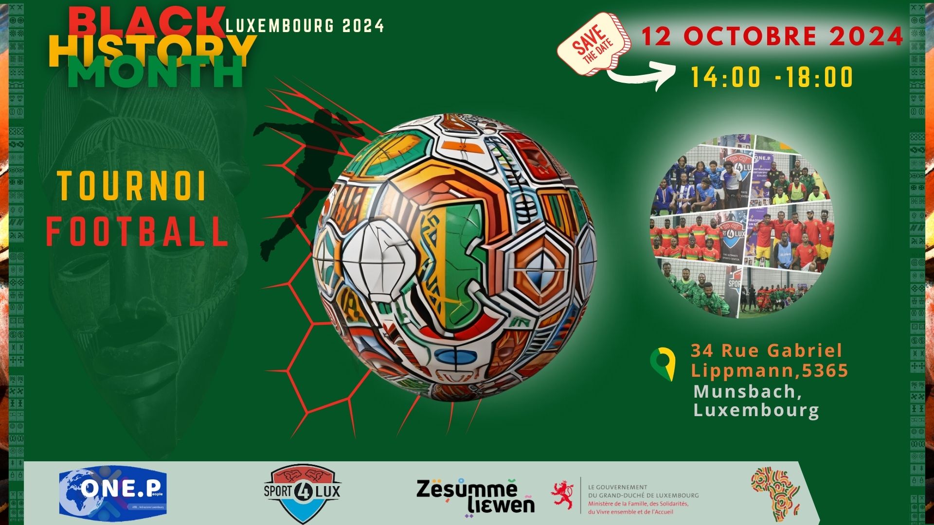 Tournoi de football; Antiracisme Luxembourg; One people Luxembourg; Black History month Octobre 2024