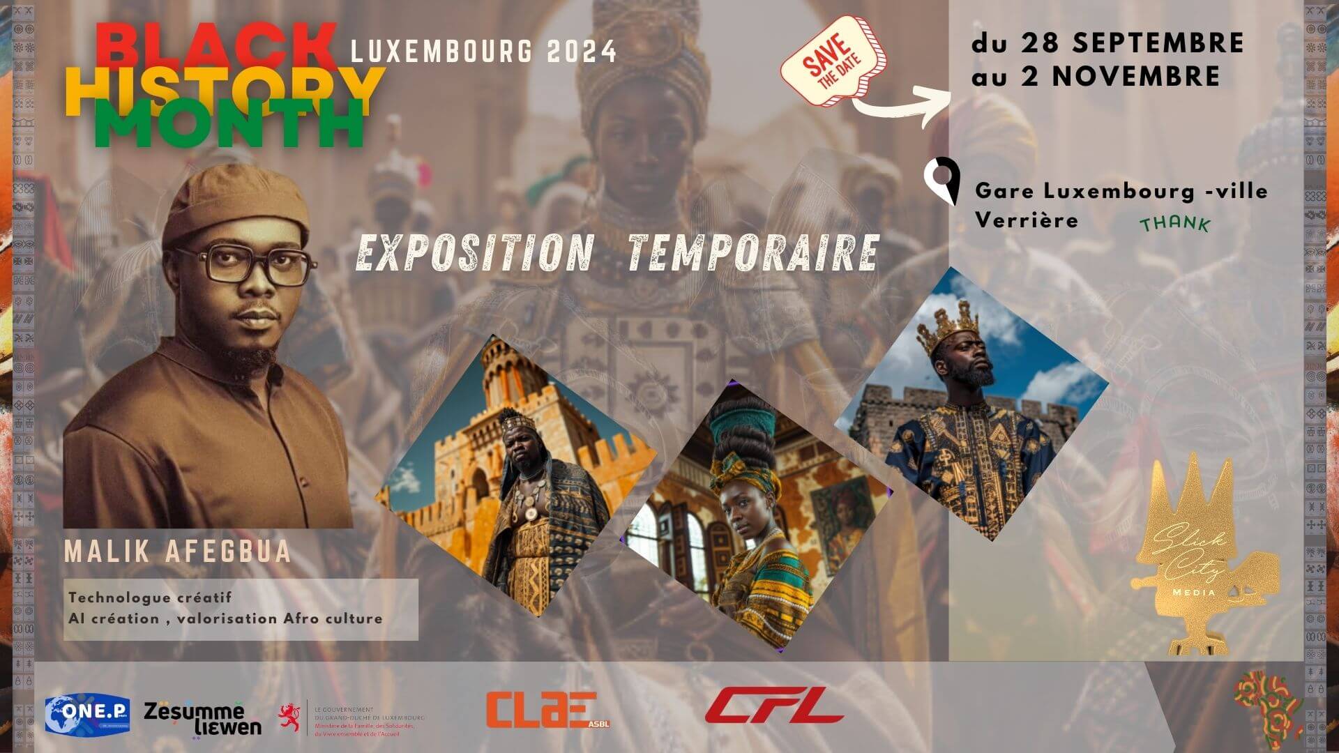 Exposition temporaire; Malick Afegbua; Antiracisme Luxembourg; One people Luxembourg; Black History month Octobre 2024