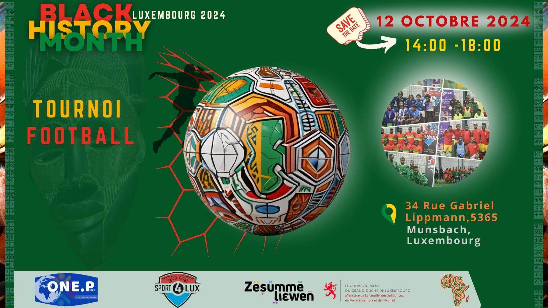 Tournoi football; Antiracisme Luxembourg; One people Luxembourg; Black History month Octobre 2024