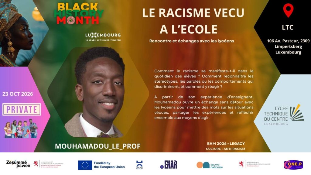Racisme à l'école; Black History Month Luxembourg 2026; Antiracisme Luxembourg