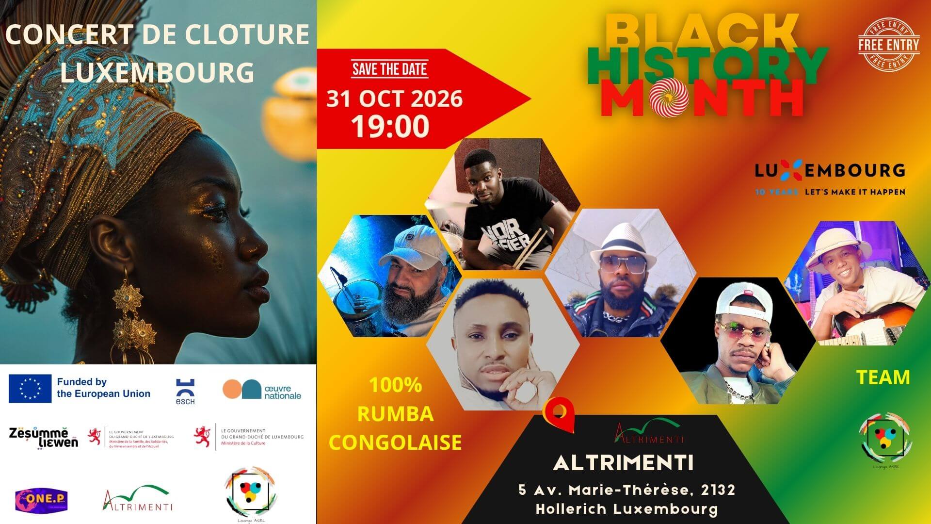 Concert RUMBA; Black History Month Luxembourg 2026; Antiracisme Luxembourg