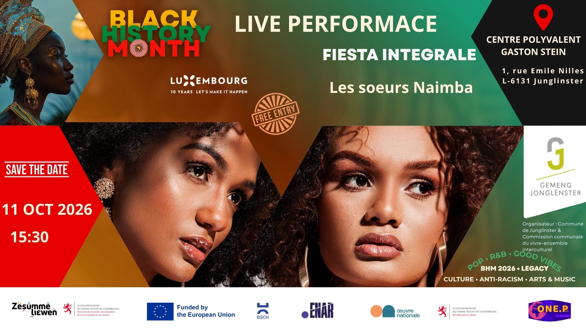 Live Performance - Les Soeurs NAIMA; Black History Month Luxembourg 2026; Antiracisme Luxembourg